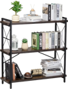 VEVOR Metal Bookshelf, 3-Tier Industrial Bookshelf, Small Rustic Storage Display Bookcase with Open Shelves, Freestanding Display Vintage Shelving Unit Storage Rack, for Living room, Bedroom & Office