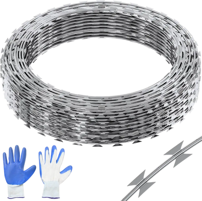 Vevor Razor Wire 147' Double Spiral Galvanized Security Fencing 3 Rolls New