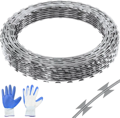 Vevor Razor Wire 98' Galvanized Barbed Wire Fencing for Garden New