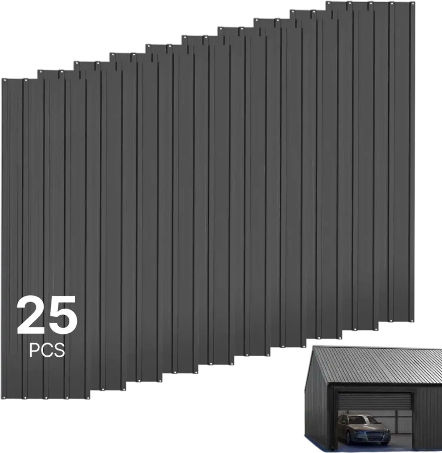 Vevor Metal Roof Panels 25-Pc 176 sq. ft. Corrugated Galvanized Steel Roofing Panels Gray New