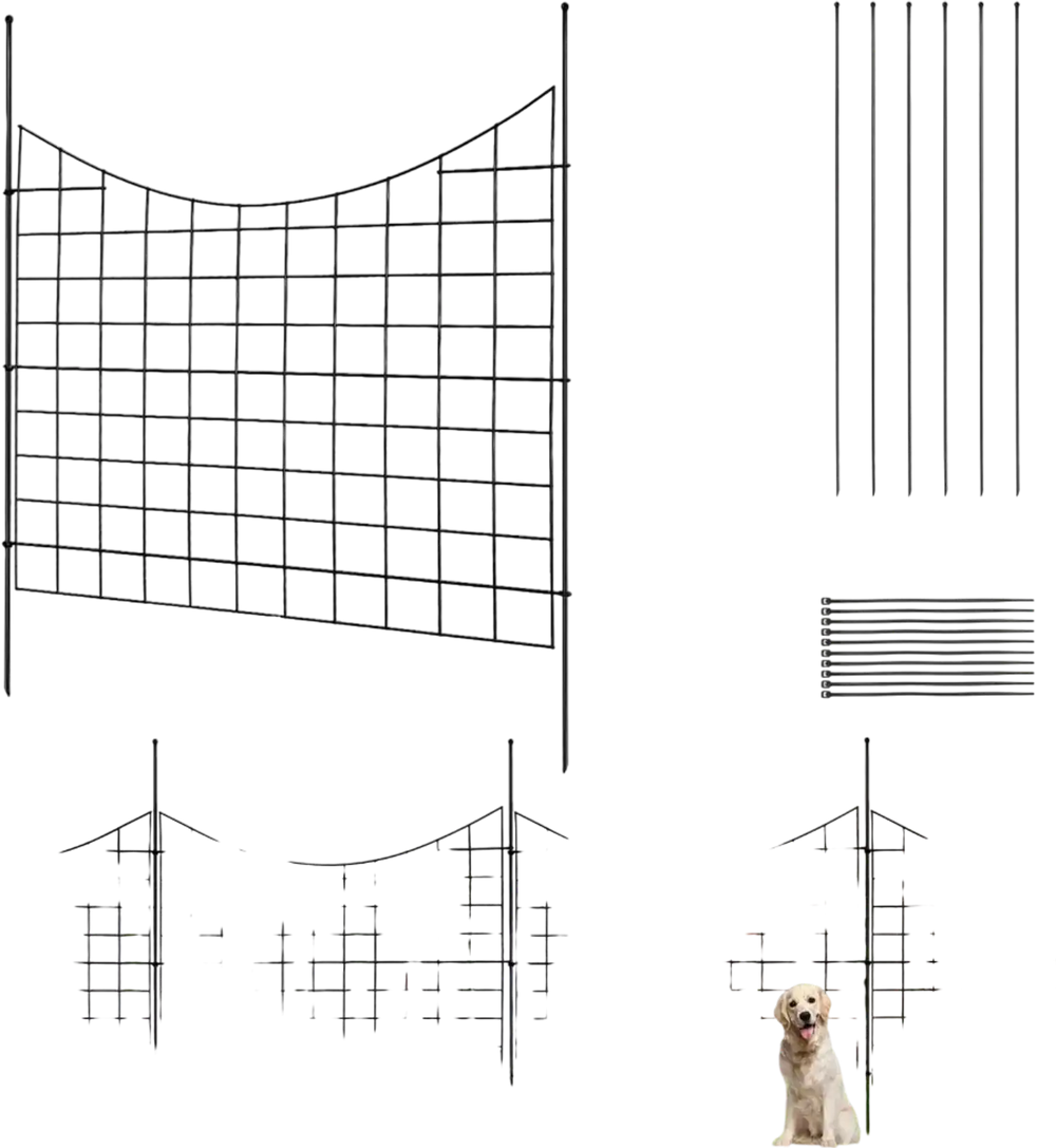 VEVOR Garden Fence, 36.6in(H) x29.5in(L) Animal Barrier Fence, Underground Decorative Garden Fencing with 2.5 Inch Spike Spacing, Metal Dog Fence for the Yard and Outdoor Patio, 5 Pack