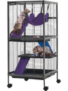 VEVOR Metal Small Animal Cage 44.5"H 4-Tier Rolling Ferret Cage On Wheels, 0.55" Wire Spacing Large Cages with Hammock, Ramps, Tray & Doors for Ferret, Chinchilla, Sugar Glider, Guinea Pig & Rabbit