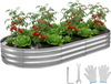 VEVOR Galvanized Raised Garden Bed, 8 x 4 x 1 ft, Oval Metal Planter Box Kit Outdoor, Bottomless Elevated Garden Box with Gloves, Rustproof Alu-Zinc, for Planting Flowers Fruits Vegetables, Silver
