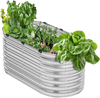 VEVOR Metal Raised Garden Bed, 4 x 2 x 2 ft Outdoor Galvanized Planter Box, with Open Bottom, Large Oval Planter Raised Bed for Gardening Vegetables, Flowers, Herbs, and Succulent Plants, Silver