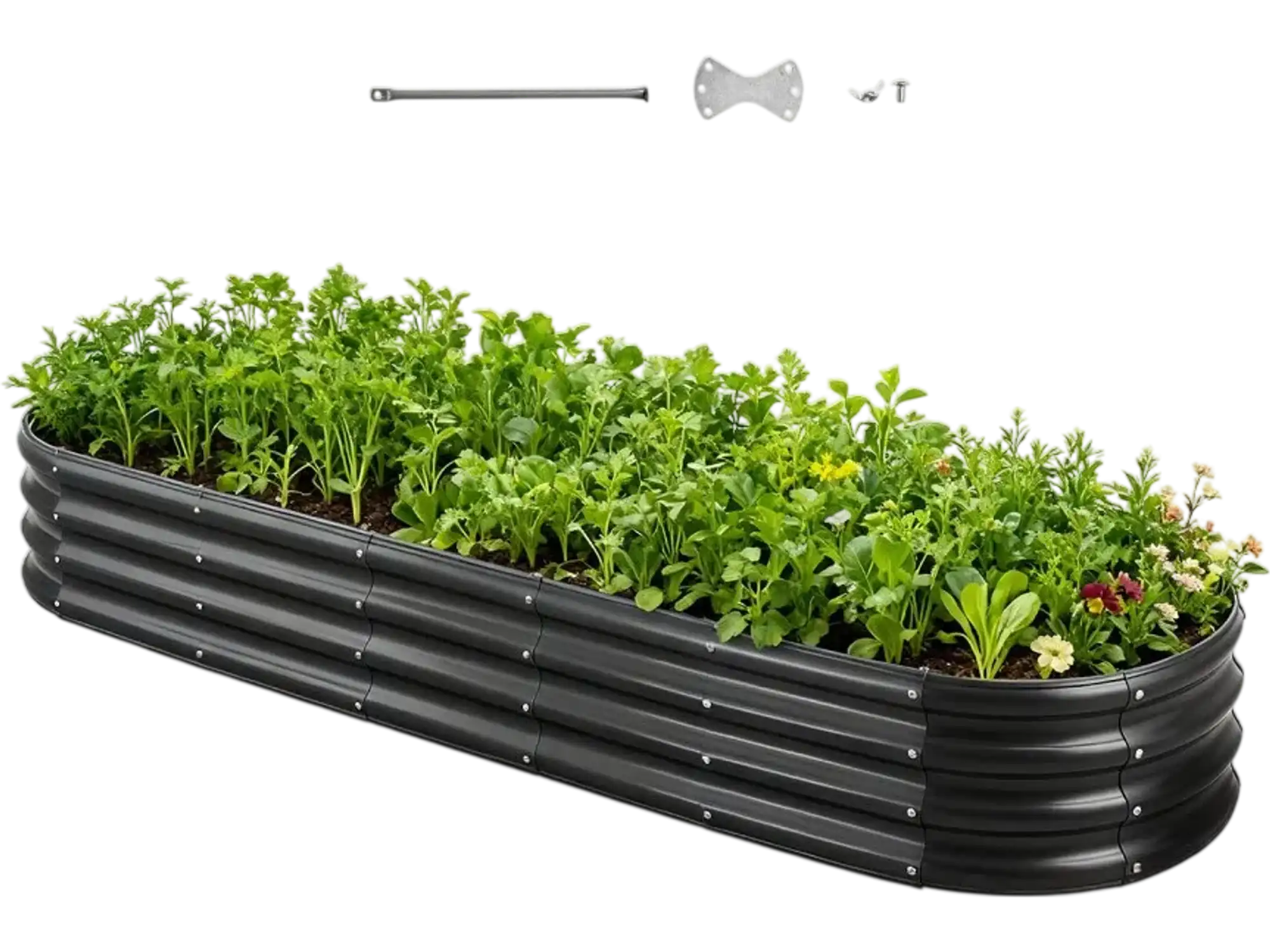 Vevor Raised Garden Bed 8' x 2' x 1' Oval Galvanized Outdoor Planter Box Dark Gray New