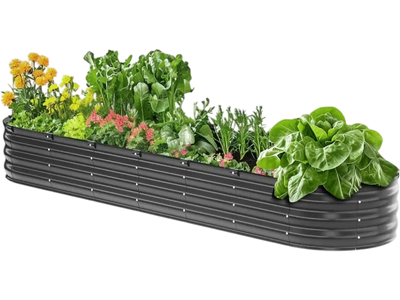 Vevor Raised Garden Bed 8' x 2' x 1' Outdoor Galvanized Planter Box Dark Gray New