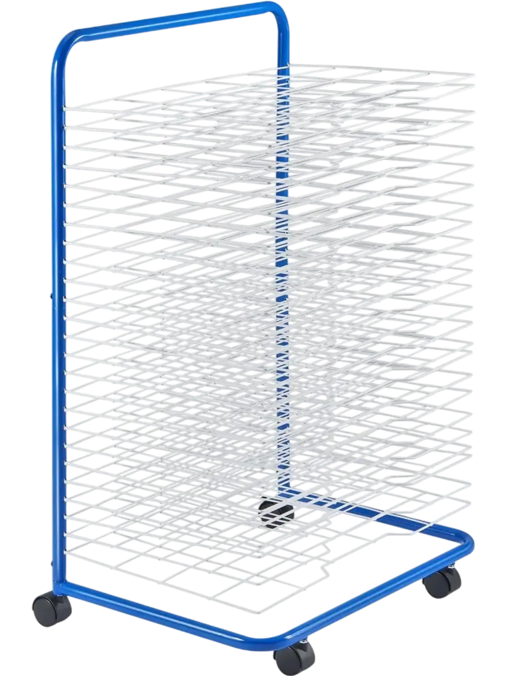 VEVOR Art Drying Rack, 25 Removable Shelves 23.75 x 17.5 x 38 inch Paint Drying Rack With Lockable Wheels, Carbon Steel Painting Drying Rack for Artwork in Classroom, Art Studios, Schools, Blue+White