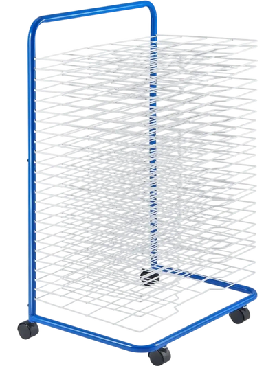 Vevor Art Drying Rack 25-Shelf Rolling Paint Rack Blue & White New