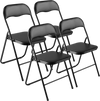 VEVOR 4 Pack Folding Chairs, Foldable Leather Chairs with Heavy Duty Metal Frame & Padded Cushion, Portable Folding Card Table Chairs, Stackable Seats for Home, Yard, Garden, Parties, Events, Black
