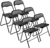 VEVOR 6 Pack Folding Chairs, Foldable Leather Chairs with Heavy Duty Metal Frame & Padded Cushion, Portable Folding Card Table Chairs, Stackable Seats for Home, Yard, Garden, Parties, Events, Black