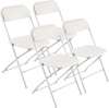 VEVOR 4 Pack Folding Chairs, Foldable Plastic Chairs with Heavy Duty Metal Frame, Portable Folding Card Table Chairs, Stackable Indoor Outdoor Seats for Home, Yard, Garden, Parties, Events, White