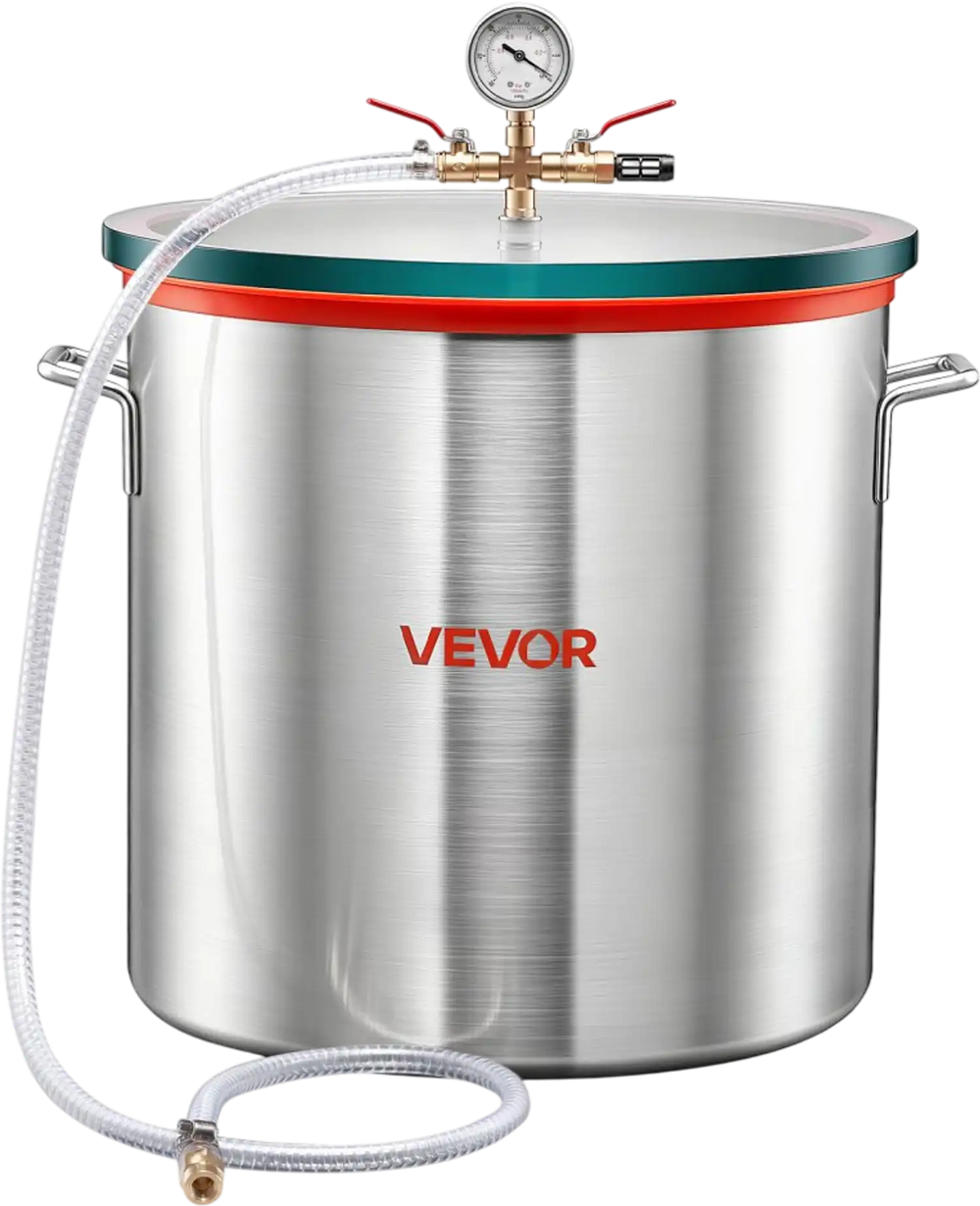 VEVOR 15 Gallon Vacuum Chamber, Aluminum Alloy, Vacuum Degassing Chamber with Tempered Glass Lid, Hose, Air Filter, for Resin Casting, Stabilizing Wood, Degassing Silicone, Epoxies, Essential Oils