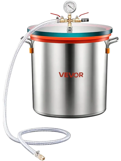 Vevor Vacuum Chamber 9 Gallon Stainless Steel Degassing Chamber with Tempered Glass Lid New