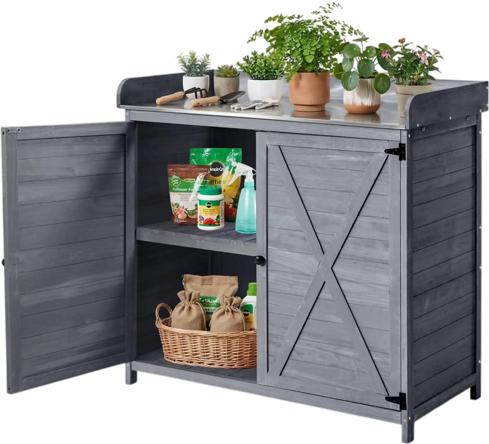 Vevor Potting Bench Outdoor Garden Workstation with Storage Cabinet 39
