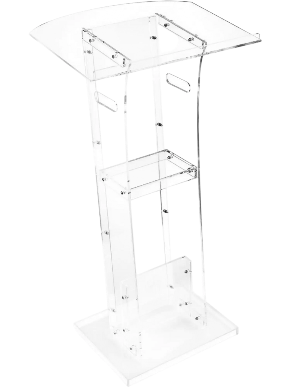 VEVOR Podium Stand, 43-Inch Acrylic Lectern, Portable Laptop Desk with Wide Reading Surface and Storage Shelf, Book Stopper, Floor-Standing, for Classroom, Wedding, Conference, Lecture and Concert