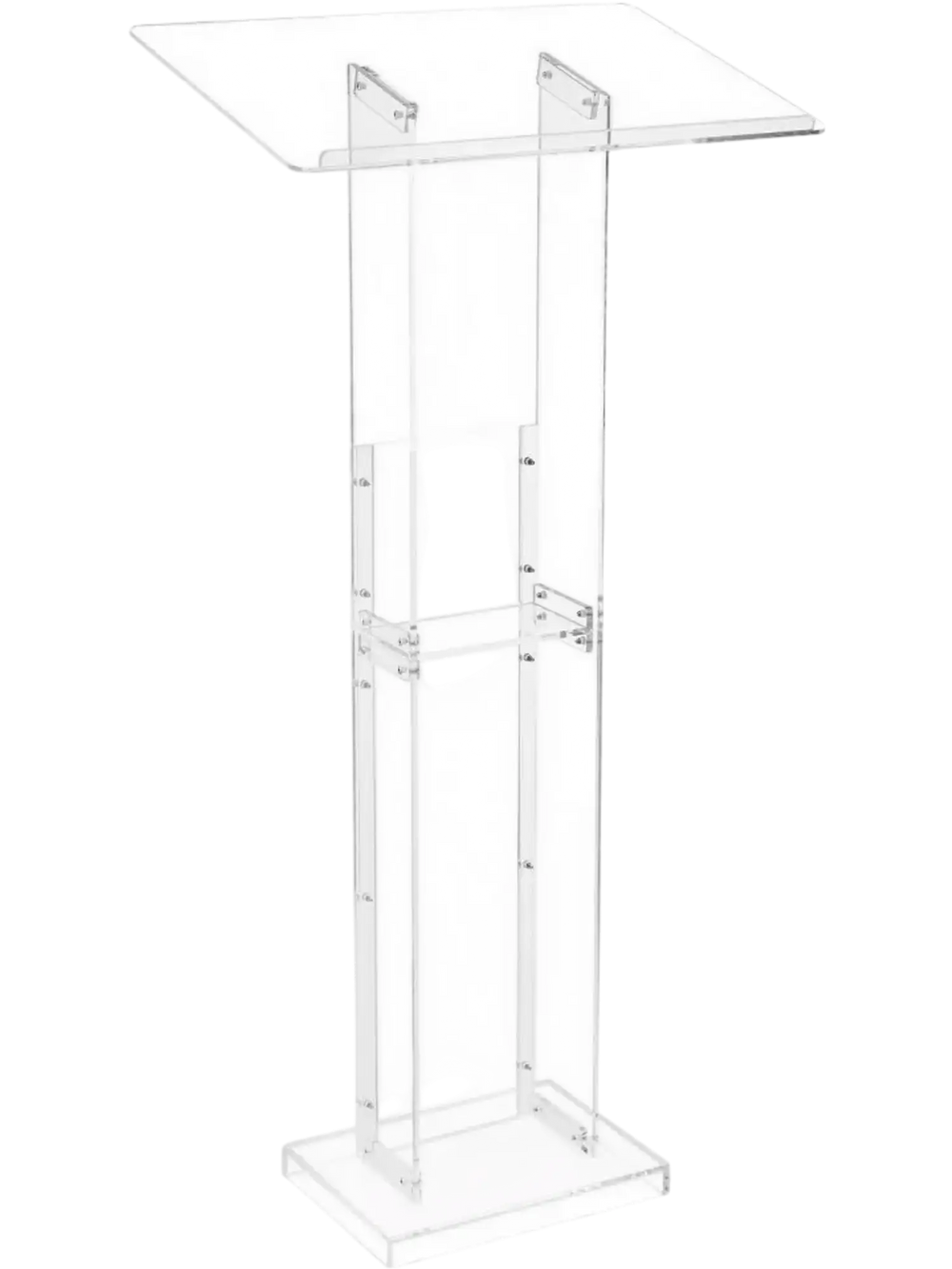 VEVOR Podium Stand, 50-Inch Acrylic Lectern, Portable Laptop Desk with Wide Reading Surface and Storage Shelf, Book Stopper, Floor-Standing, for Classroom, Wedding, Conference, Lecture and Concert