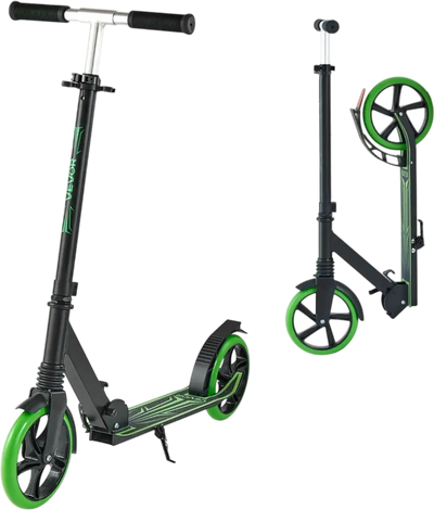 Vevor Kick Scooter Foldable 2-Wheel Adjustable Height Black + Green New