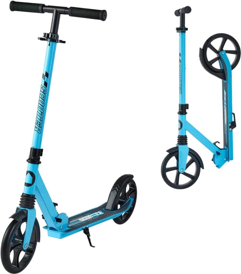 VEVOR Kick Scooter for Kids Ages 8+, Teens & Adults, 2-Wheel Toddler Scooter with Adjustable Height Handlebar, Wide Anti-Slip Deck, Foldable Lightweight for Boys & Girls up to 220 lbs, Blue + Black