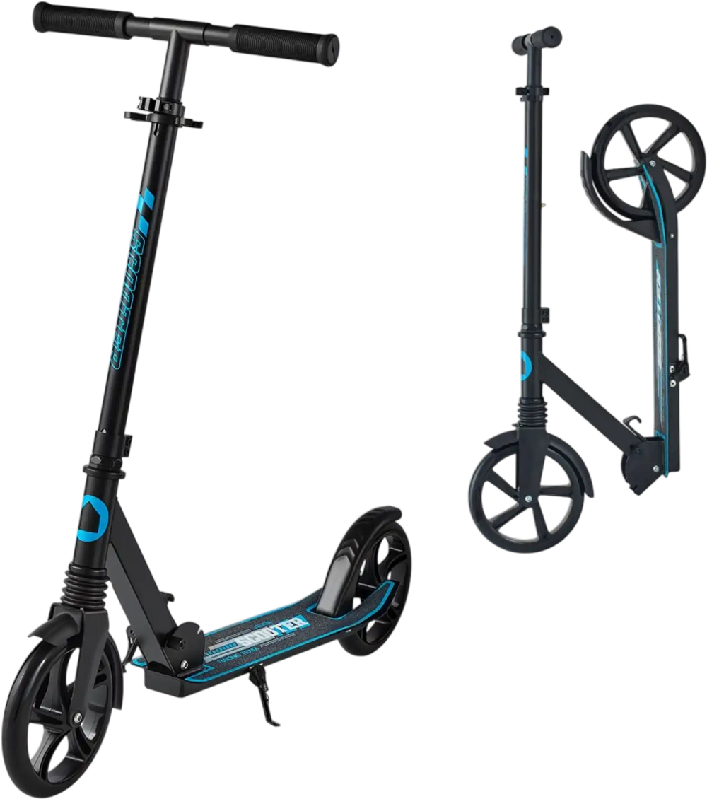 VEVOR Kick Scooter for Kids Ages 8+, Teens & Adults, 2-Wheel Toddler Scooter with Adjustable Height Handlebar, Wide Anti-Slip Deck, Foldable Lightweight for Boys & Girls up to 220 lbs, Black + Blue