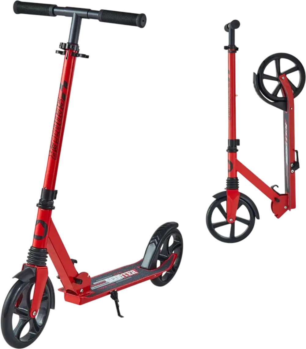 VEVOR Kick Scooter for Kids Ages 8+, Teens & Adults, 2-Wheel Toddler Scooter with Adjustable Height Handlebar, Wide Anti-Slip Deck, Foldable Lightweight for Boys & Girls up to 220 lbs, Red + Black