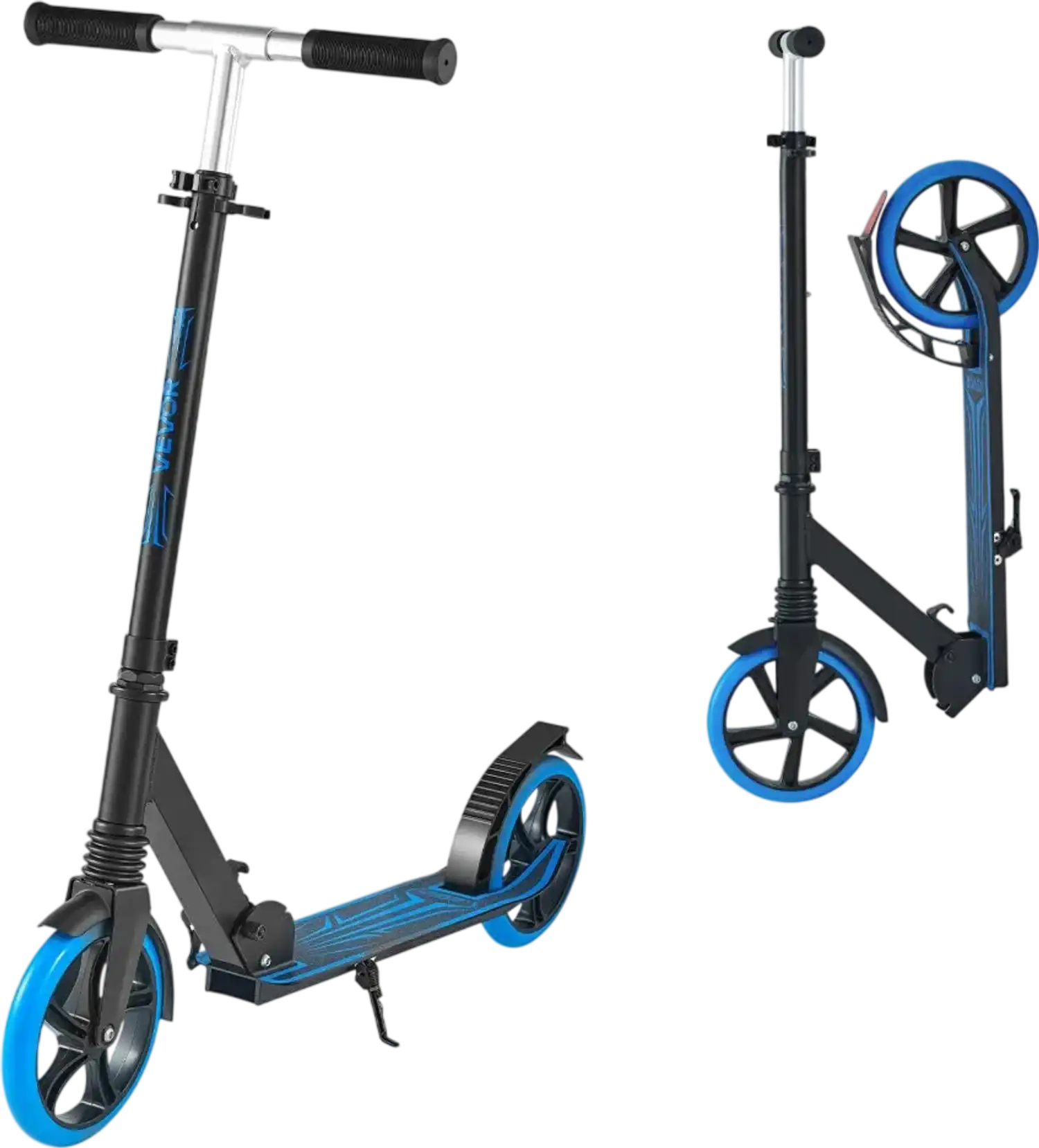 Vevor Kick Scooter Adjustable Height Foldable 2-Wheel Blue New