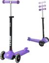 VEVOR Kick Scooter for Kids Ages 3+, 3-Wheel Toddler Scooter with Light-Up Wheels, Adjustable Height Handlebar, Wide Anti-Slip Deck, Lightweight Aluminum Frame for Boys & Girls up to 165 lbs, Purple