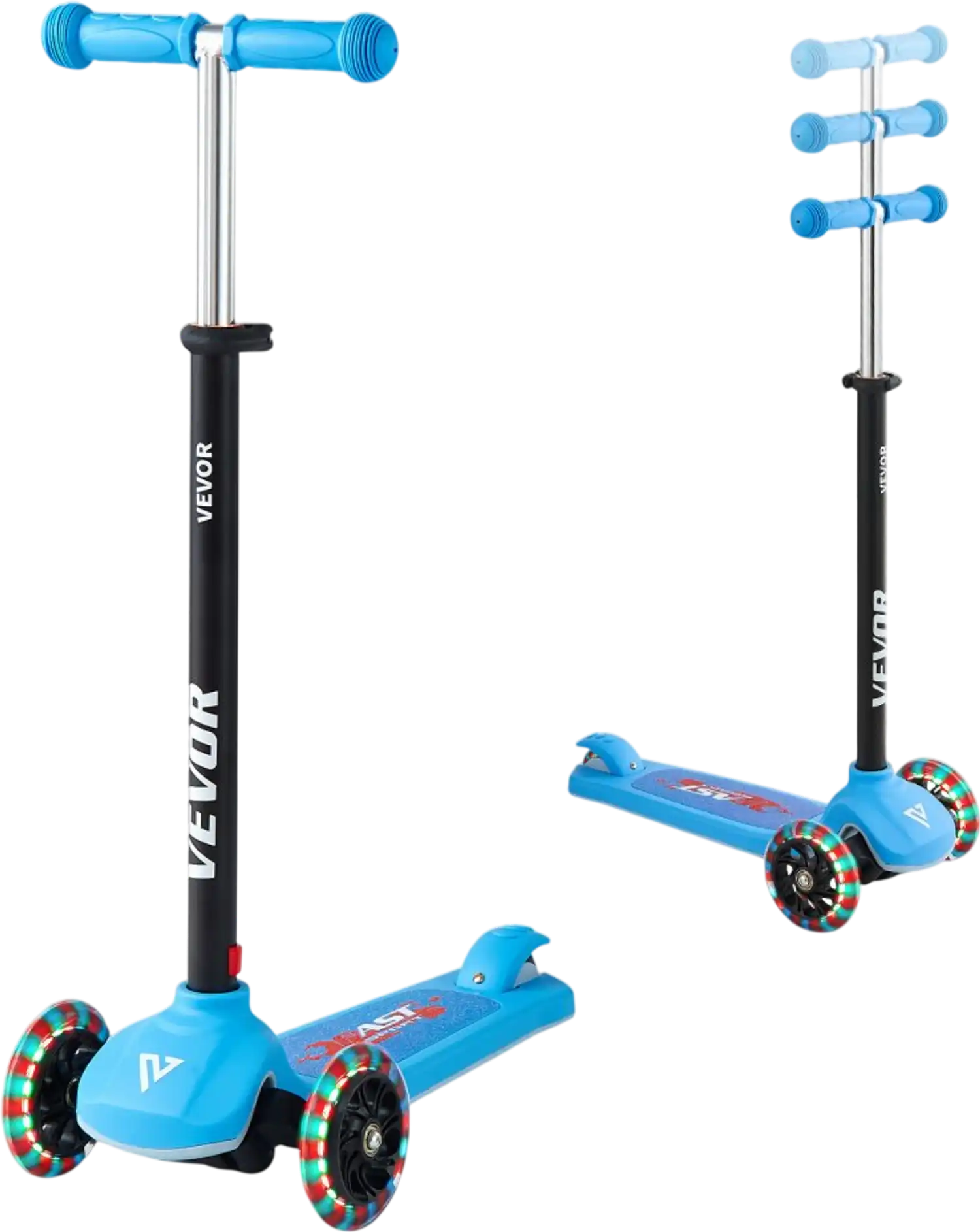 Vevor Kick Scooter 3-Wheel Toddler Light-Up Wheels Adjustable Height Blue New