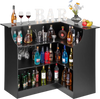 VEVOR Home Bar Unit, L-Shaped Wine Bar Cabinet Table 4-Tier with Storage Shelves,  Wine Glass Holder, 300 lbs Max Capacity, Wood Liquor Cabinet for Home, Kitchen, Living Room, Pub, Basement, Black