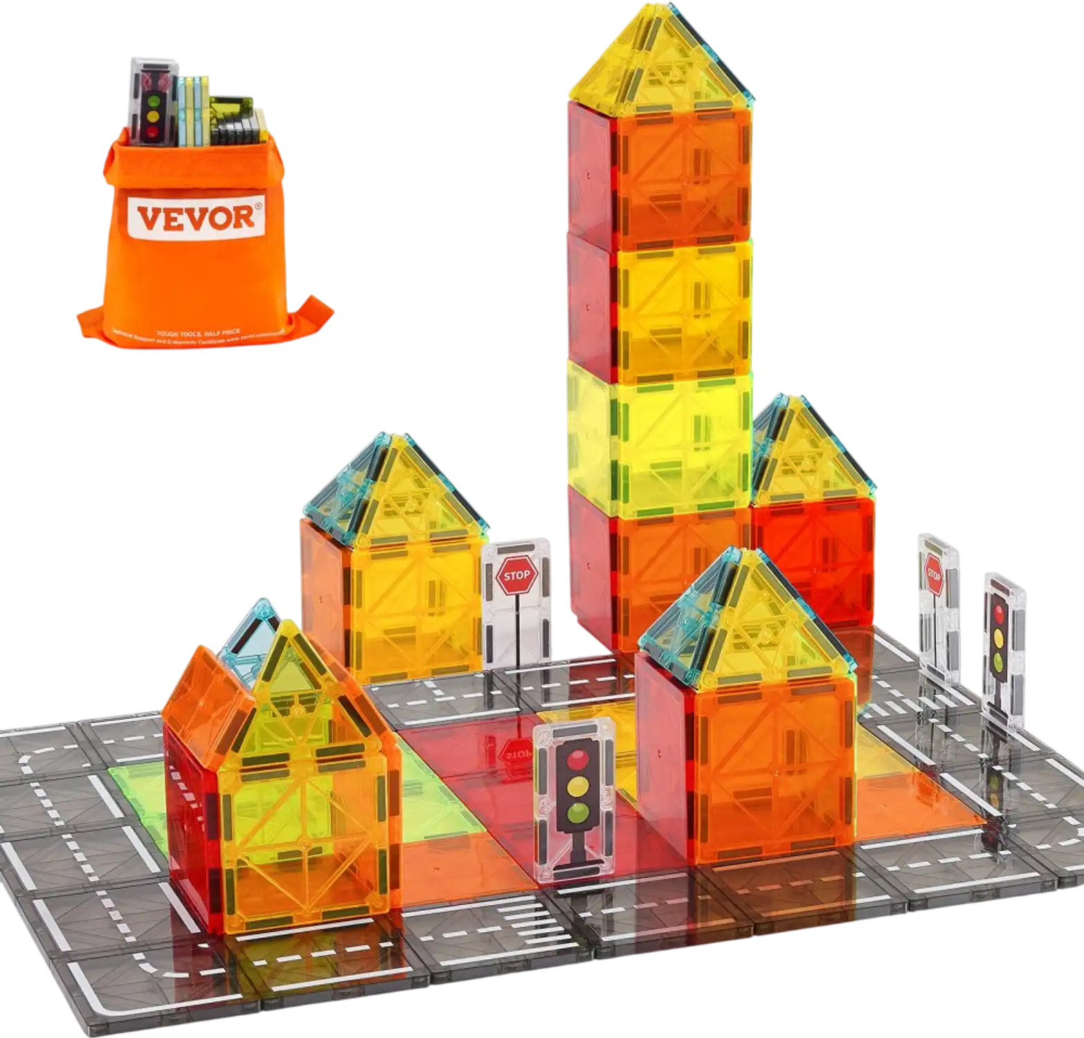 Vevor Magnetic Tiles 56-Piece Road Building Set for Kids New
