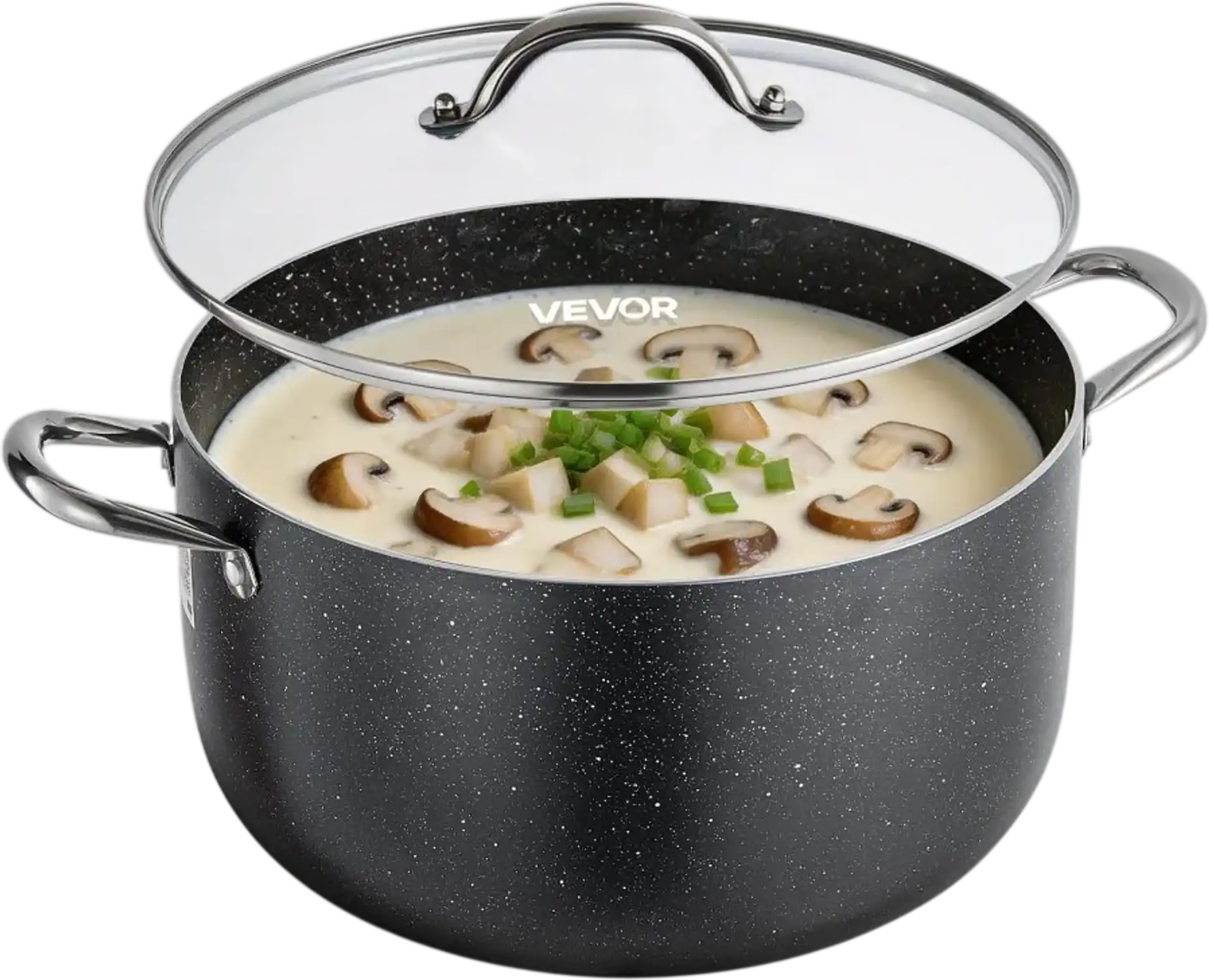 Vevor Stock Pot 12 qt Nonstick Ceramic Coated with Glass Lid New