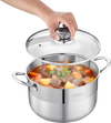 VEVOR Stainless Steel Stock Pot, 8-Quart Stainless Steel Stockpot with Glass Lid, PFOA-Free, PFAS-Free, Compatible with Gas Stoves, Induction Cooktops, Electric Stoves, for Soups, Stews, and Pasta