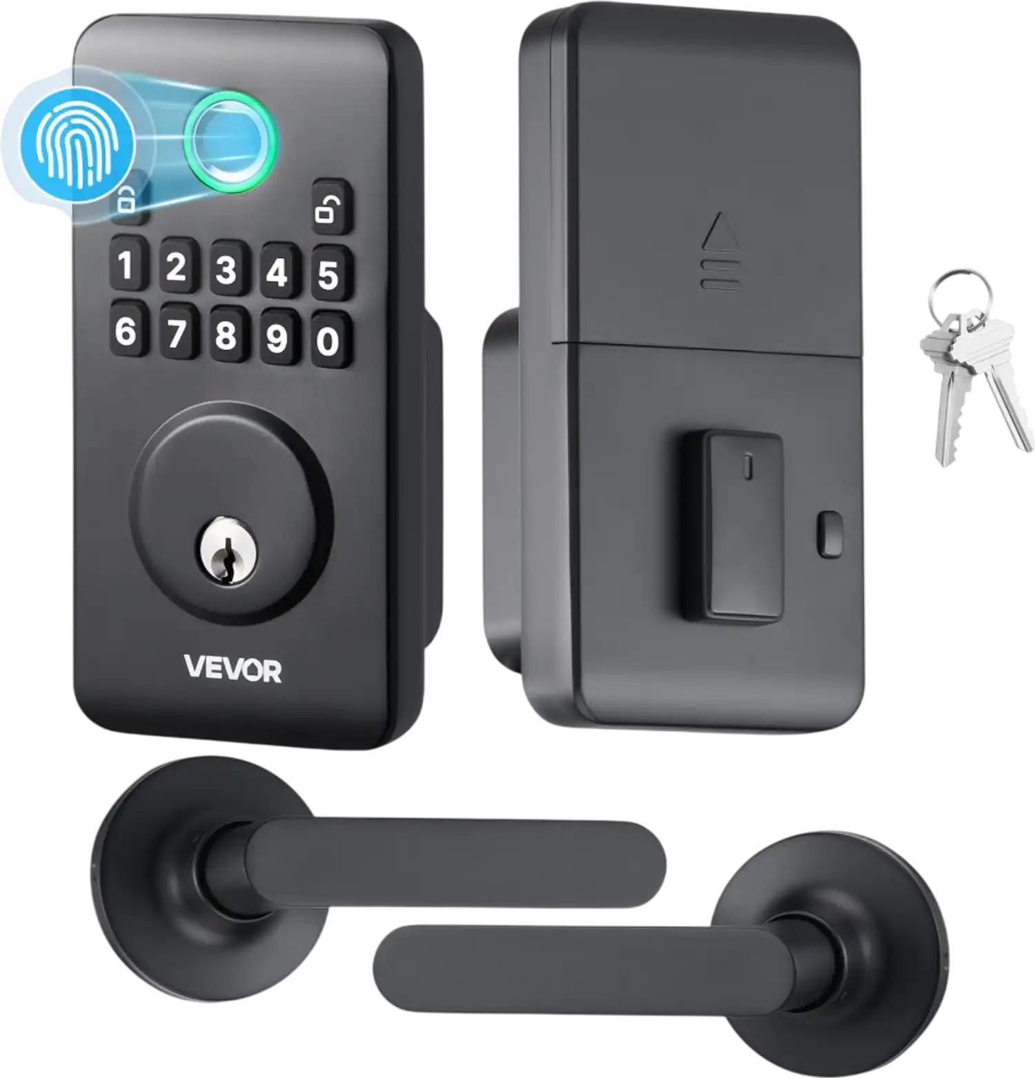 Vevor Fingerprint Door Lock Set Electronic Biometric Deadbolt Keyless Entry with Handle Matte Black New