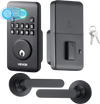 VEVOR Fingerprint Door Lock Set, Electronic Biometric Deadbolt Keyless Entry Door Lock with Handle, Pioneering Easy-Grip Design, Auto Locking, One-Time Code, Anti-Peeking Password, Matte Black