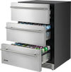 VEVOR 3-Drawer Refrigerator, 24 in Undercounter Beverage Cooler, Large Capacity Drink Fridge, 3 Separate Storage Zones, 304 Stainless Steel Drawers, Fast Cooling, for Kitchen, Game Room & Home Bar