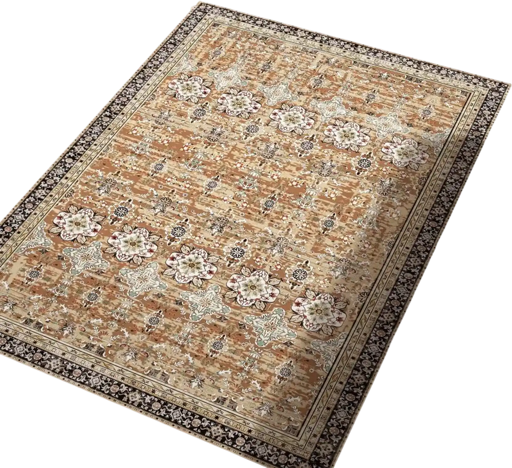 VEVOR Area Rug, 7.5 x 9.5 ft Large Washable Rug, Non-Slip and Tear-Resistant Soft Carpet, Pet & Child Friendly Vintage Area Rugs, Indoor Mat for Bedroom, Living Room, Office, Entryway, Brown Green