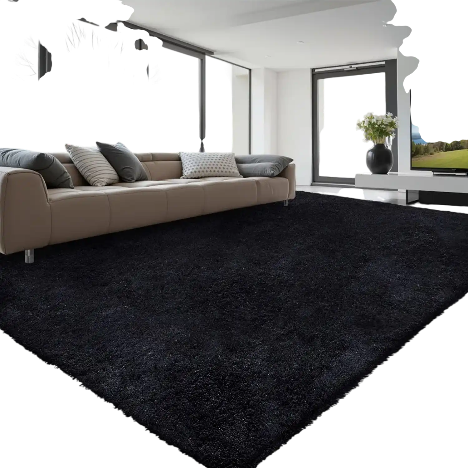 Vevor Area Rug 8' x 10' Plush Shag Black New