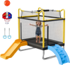 VEVOR Trampoline for Kids, Toddler Mini Trampoline, 132 lbs Capacity Indoor Outdoor Play Toys with Enclosure Net, Slide, and Ring, Easy to Assemble, Christmas Toys Birthday Gifts for Girls Boys