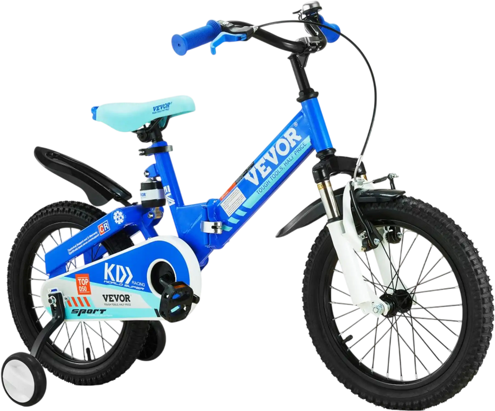 VEVOR Folding Toddler Balance Bike, 16" High-Carbon Steel Kids Bike with Adjustable Seat & Handlebar, Inflatable Tires, Portable Kids Balance Bicycle Gift for 5-8 Years Boys Girls, 99LBS Support