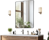 VEVOR Wall Mounted Makeup Mirror, 0.15" Thick, 22" x 30" Mirror with Aluminium Alloy Frame & Explosion-Proof Film, Scratch-Resistant Mirror with Z-Shaped Bracket, Fit for Bathroom/Bedroom/Living Room