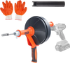 VEVOR Drain Auger 25Ft, Plumbing Snake with Drill Attachment, Plumbers Snake Drain Clog Remover for Kitchen Bathroom Shower Sink with Protective Hose and Gloves