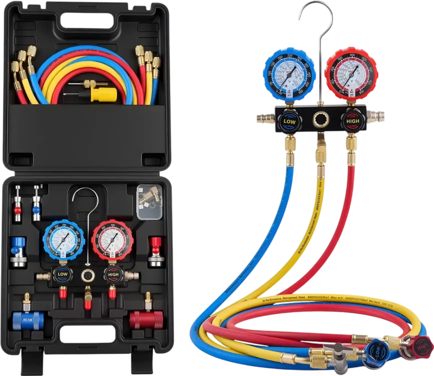 Vevor AC Manifold Gauge Set 3-Way Refrigerant Charging Kit with 5' Hoses New