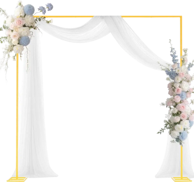 VEVOR Arch Backdrop Stand, 8 x 8 ft, Stable Structure, Easy Assembly, Square Gold Metal Arch Backdrop Stand for Wedding, Birthday Party, Graduation, Holiday Celebration, and Ceremony Decoration