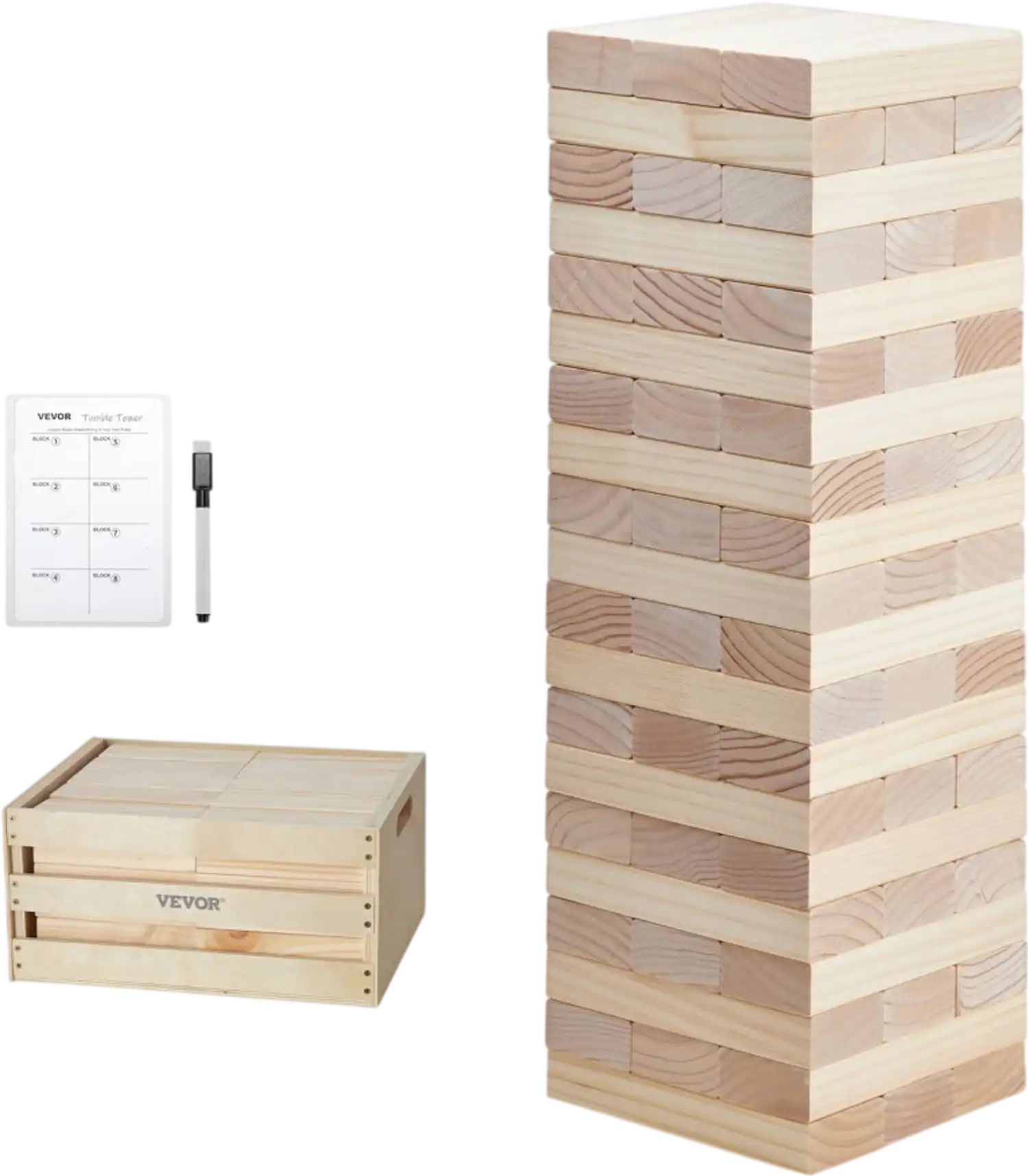 Vevor Tumbling Tower Game Giant 60-Block Pine Wood Set New