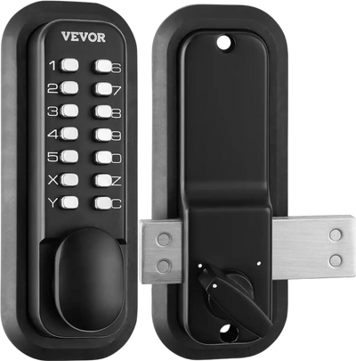 VEVOR Mechanical Keyless Entry Door Lock, 14 Digit Keypad, Outdoor Gate Door Locks Set with Surface-mounted Latch, Water-proof Zinc Alloy, Keypad and Knob, Easy to Install, for Garden, Garage, Yard
