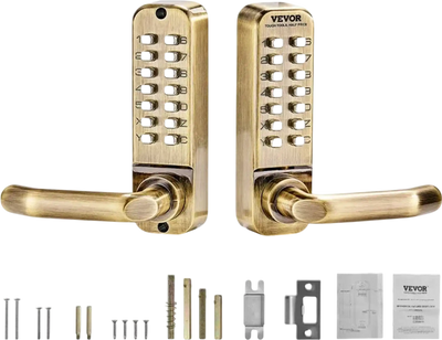 Vevor Mechanical Keyless Entry Door Lock 14-Key Waterproof Double-Sided Handle New