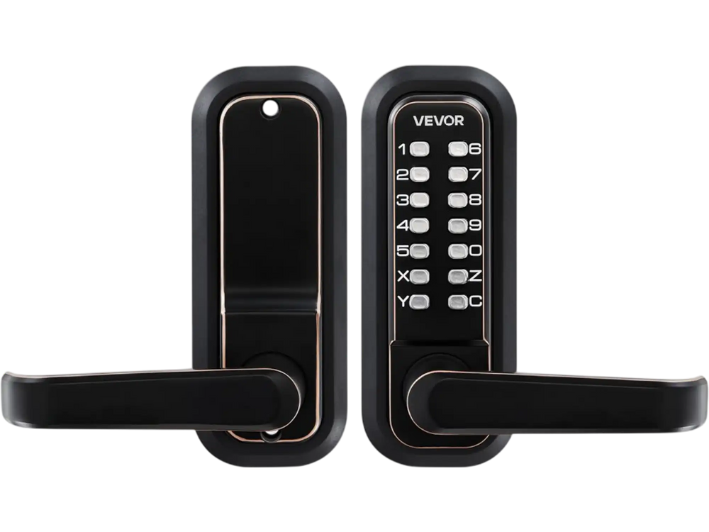 VEVOR Mechanical Keyless Entry Door Lock, 2.0 Code Upgrade, 4-7 Digits Code, Single-Sided Push Button Combination Keypad Door Lock with Handle, Auto Locking, for Indoor or Outdoor, Oil-Rubbed Bronze