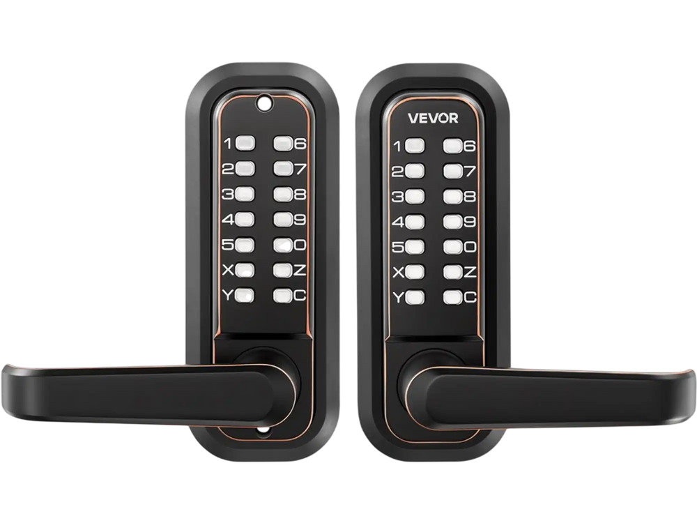 VEVOR Mechanical Keyless Entry Door Lock, 2.0 Code Upgrade, 4-7 Digits Code, Double-Sided Push Button Combination Keypad Door Lock with Handle, Auto Locking, for Indoor or Outdoor, Oil-Rubbed Bronze