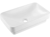 VEVOR Semi Recessed Bathroom Sink, 19.29 x 12.01 Inch Rectangular White Ceramic Vessel Sink with 1-3/4 Inch Drain Hole, Drop in Modern Lavatory Vanity Bath Wash Bowl Basin, Rectangle for Small Space