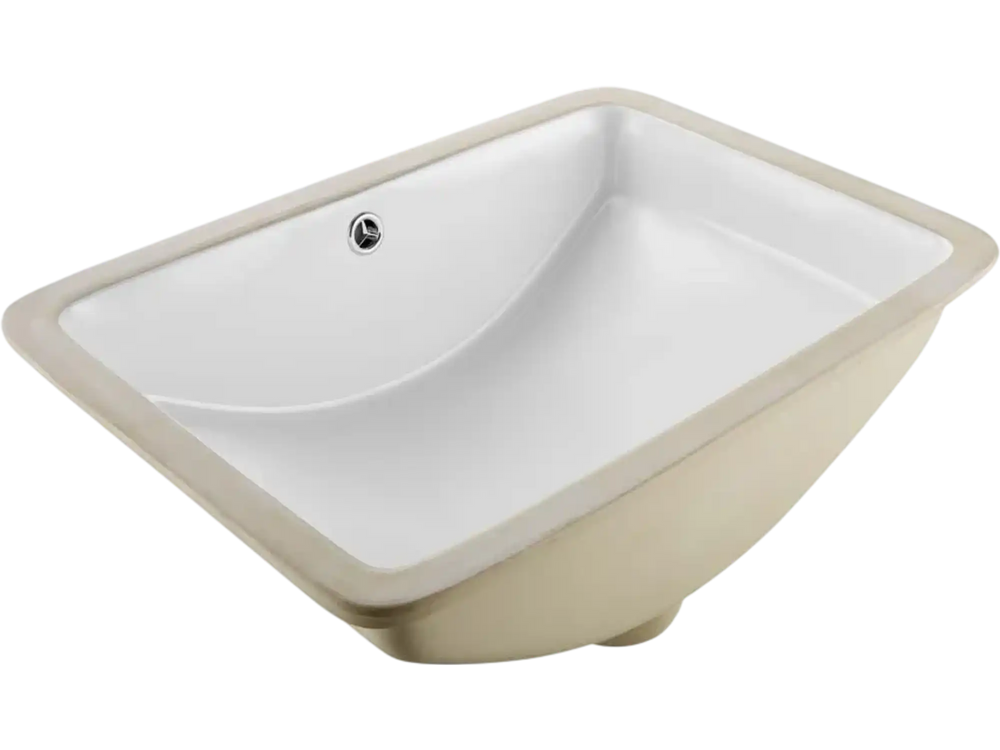 VEVOR Undermount Bathroom Sink, 20.87 x 14.76 Inch Rectangular White Ceramic Vessel Sink with Overflow Hole, Under Counter Drop in Modern Lavatory Vanity Bath Wash Bowl Basin, Rectangle Small Space
