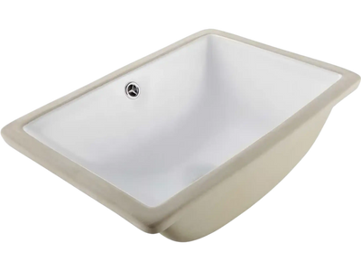 Vevor Bathroom Sink Rectangular White Ceramic Undermount Vessel with Overflow Hole 18.11 x 12.99